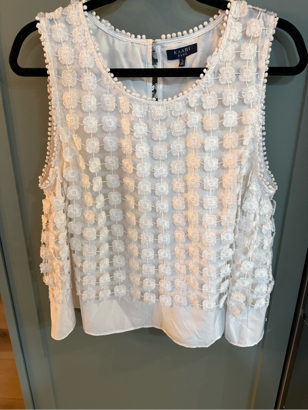 White Floral Lace Overlay Sleeveless Top